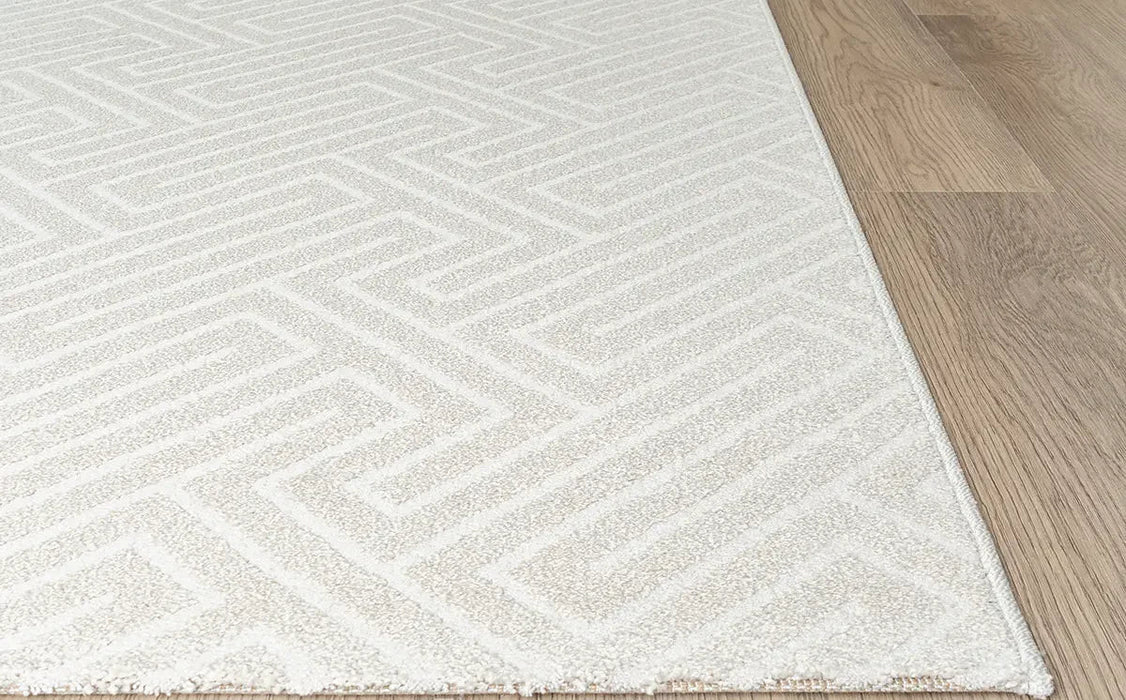 Luxurious Geometric Ivory Textured Trentino Rug- rugs Direct
