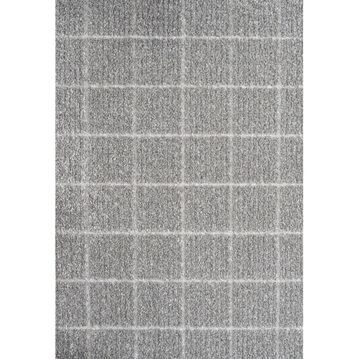 Luxurious Grey Grid Pattern Textured Trentino Rug (41056-2161) Size: 300 x 400cm- Rugs Direct