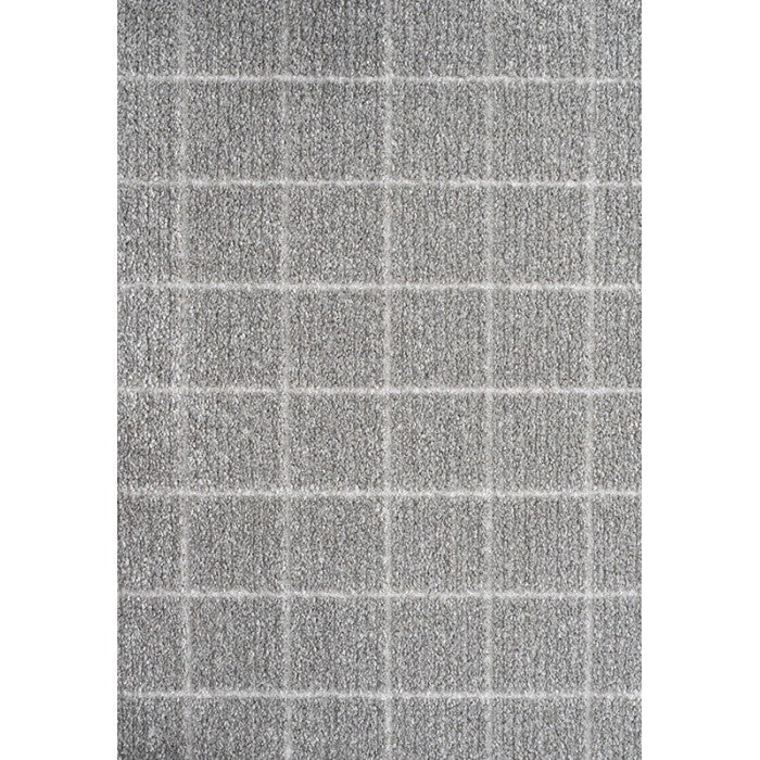 Luxurious Grey Grid Pattern Textured Trentino Rug (41056-2161) Size: 300 x 400cm- Rugs Direct