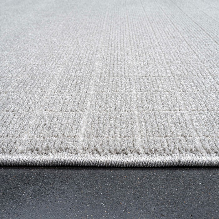 Luxurious Grey Grid Pattern Textured Trentino Rug (41056-2161) Size: 300 x 400cm- Rugs Direct