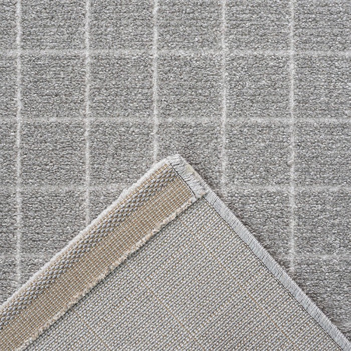Luxurious Grey Grid Pattern Textured Trentino Rug (41056-2161) Size: 300 x 400cm- Rugs Direct