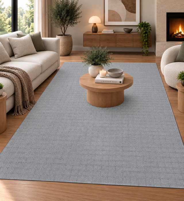 Luxurious Textured Grid Pattern Trentino Rug (41056-6121) Size: 240 x 340cm- Rugs Direct NZ