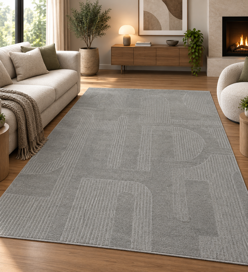 Abstract Geometric Pattern Luxurious Textured Trentino Rug (41067-2121) - Rugs Direct nz