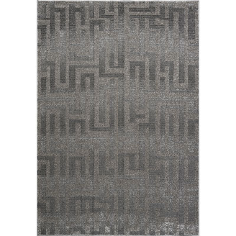 Trentino Charcoal Brown Maze Pattern Geometric Rug (41074-7131) — Rugs ...