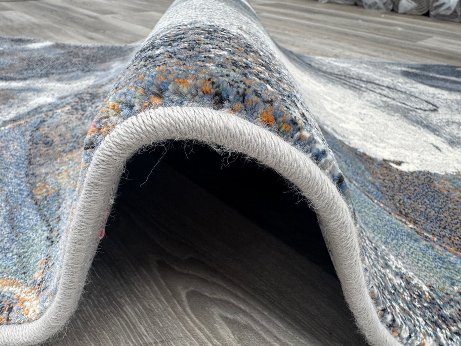 Modern Flowing Abstract Pattern Argentum Hallway Runner Size: 67cm wide x Cut to order