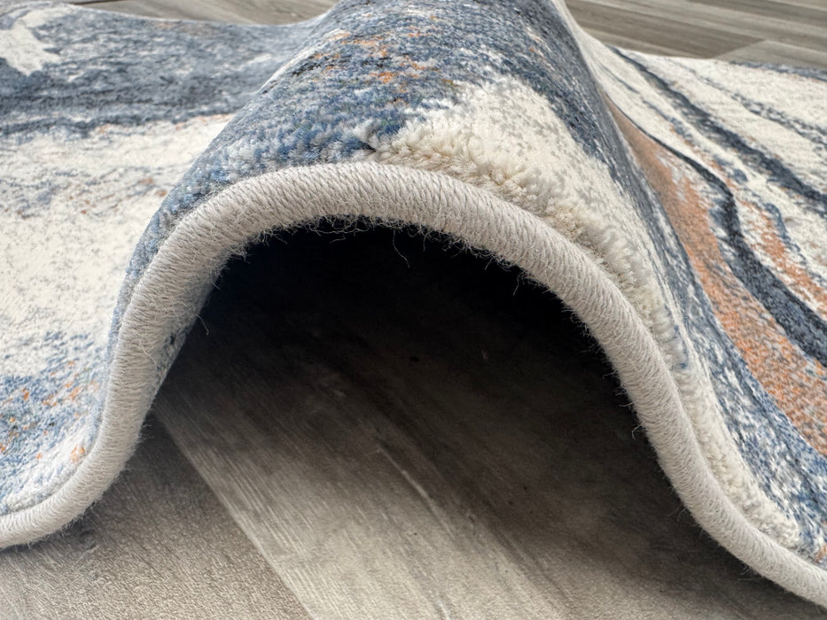 Abstract Marble Swirl Pattern Argentum Hallway Runner Size: 67cm wide x Cut to order- Rugs Direct 