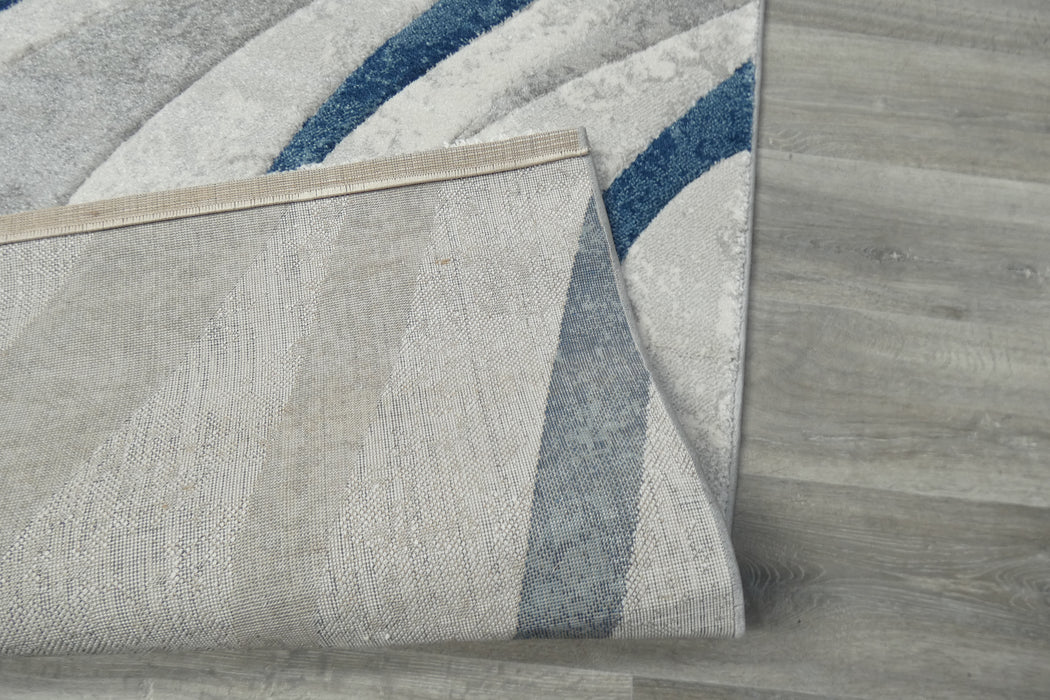 Abstract Metro Graphic Wave Blue & Grey Aroha Rug- Rugs Direct 