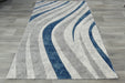 Abstract Metro Graphic Wave Blue & Grey Aroha Rug- Rugs Direct 