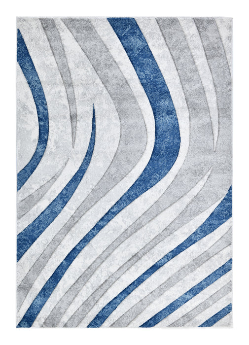 Abstract Metro Graphic Wave Blue & Grey Aroha Rug