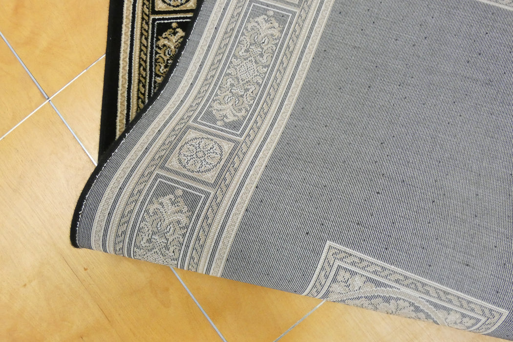 Da Vinci Traditional Black and Gold Medallion Hallway Runner 80cm Wide x Cut to Order (57801-3233)- Rugs Direct 