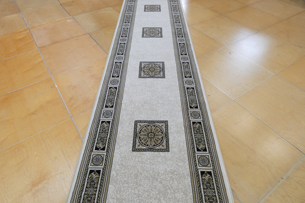 Da Vinci Traditional Medallion Border Hallway Runner 80cm Wide x Cut to Order (57801-6223)-Rugs Direct 