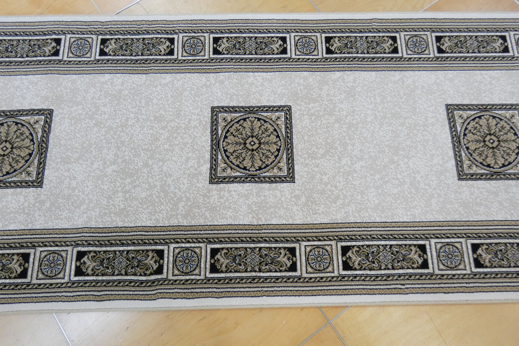 Da Vinci Traditional Medallion Border Hallway Runner 80cm Wide x Cut to Order (57801-6223)-Rugs Direct 
