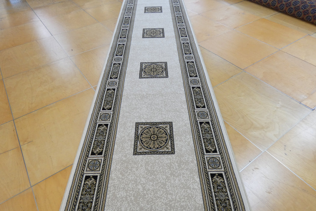 Da Vinci Traditional Medallion Border Hallway Runner 80cm Wide x Cut to Order (57801-6223)-Rugs Direct 
