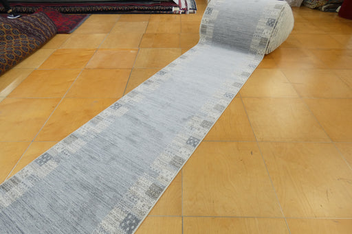 Boho Neutral Striped Border Design Harmony Runner Size: 80cm wide x Cut to order (59006-5575)- Rugs Direct 
