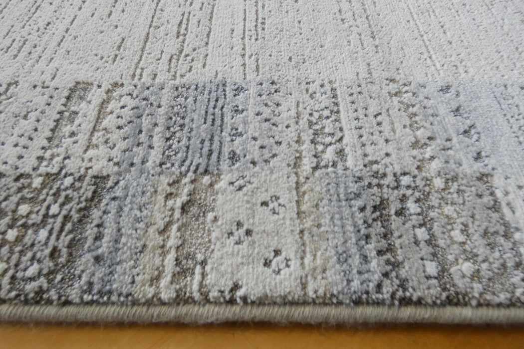 Boho Neutral Striped Border Design Harmony Runner Size: 120cm wide x Cut to order (59006-6575)-Rugs Direct 