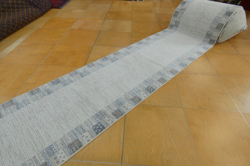 Boho Neutral Striped Border Design Harmony Runner Size: 120cm wide x Cut to order (59006-6575)-Rugs Direct 