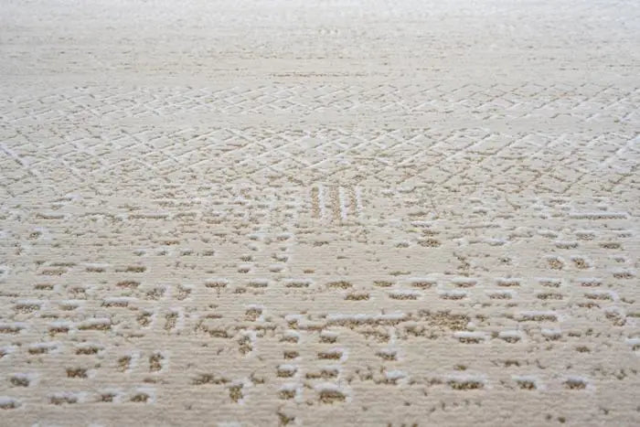 Minimalist Warm Beige Textured Lattice Harmony Rug (59017-9595) - Rugs Direct