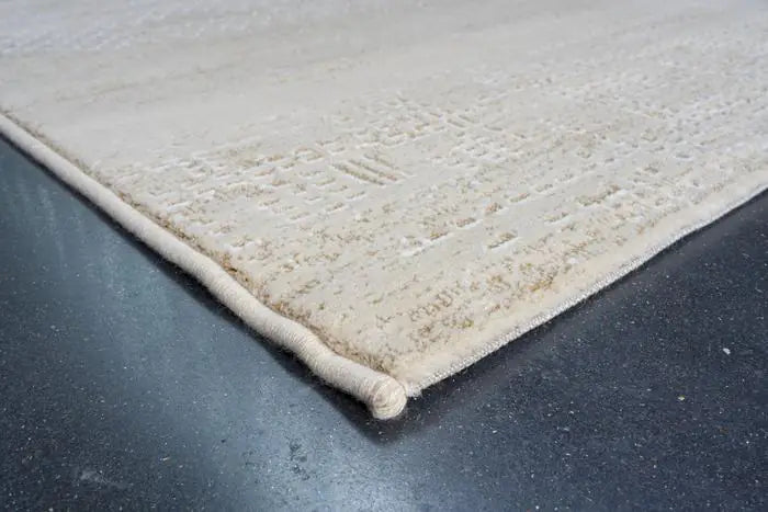 Minimalist Warm Beige Textured Lattice Harmony Rug (59017-9595) - Rugs Direct