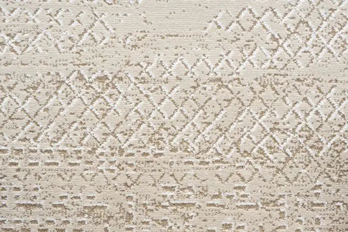 Minimalist Warm Beige Textured Lattice Harmony Rug (59017-9595) - Rugs Direct