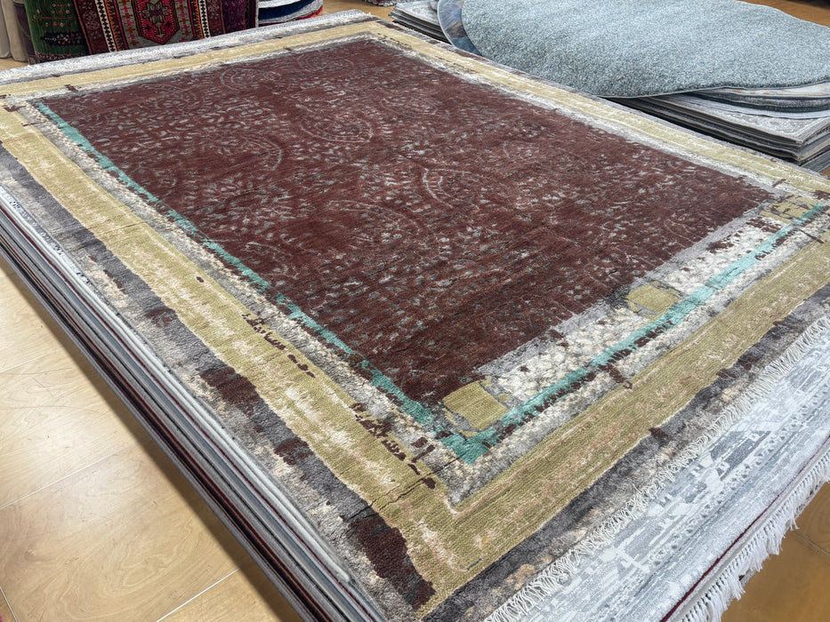 Vintage-Inspired Handmade Wool & Bamboo Silk Rug Size: 243cm x 302cm