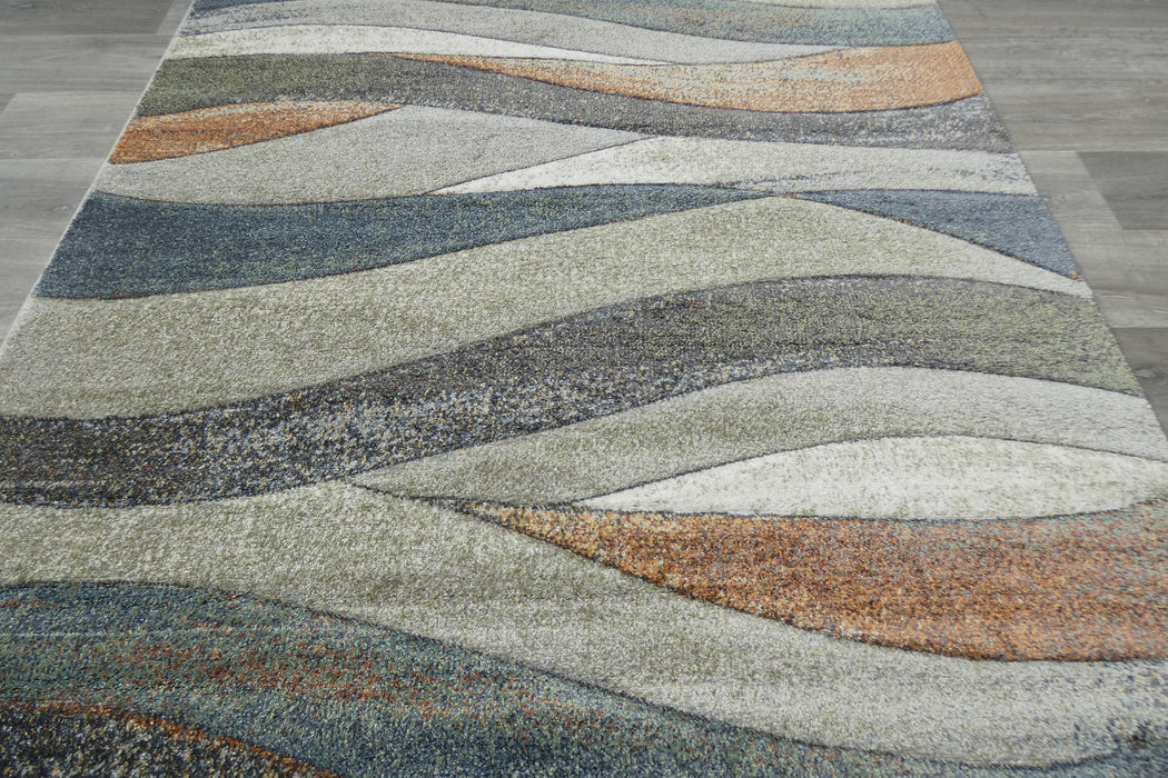 Coastal Strata Layered Wave Multi-Tonal Aroha Rug- Rugs Direct 