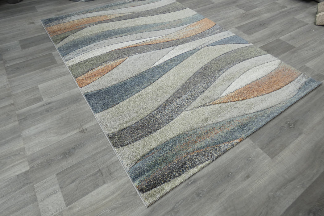 Coastal Strata Layered Wave Multi-Tonal Aroha Rug- Rugs Direct 