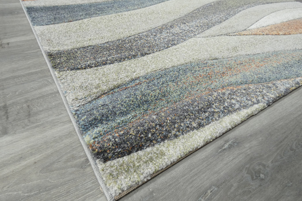 Coastal Strata Layered Wave Multi-Tonal Aroha Rug- Rugs Direct 