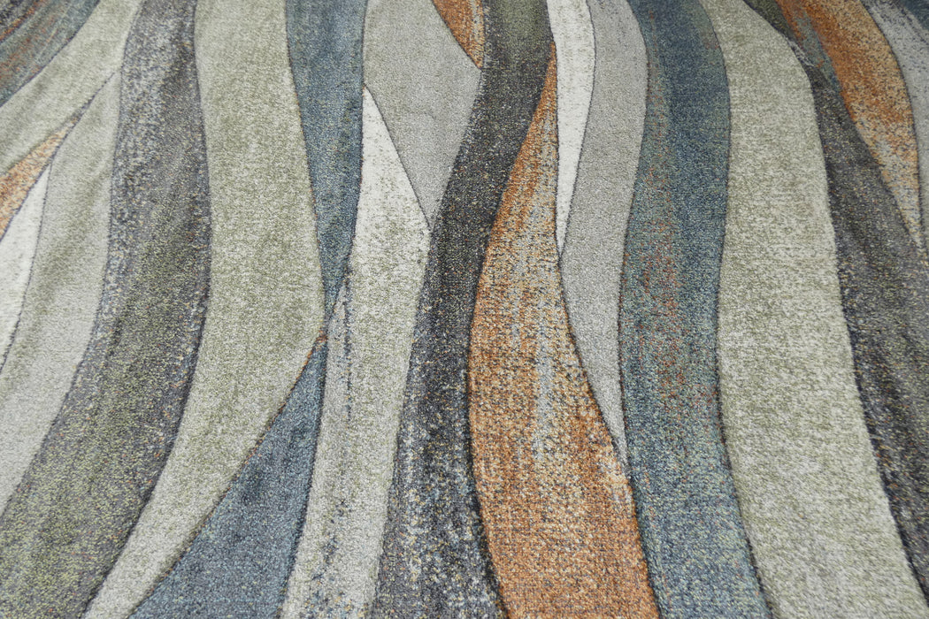Coastal Strata Layered Wave Multi-Tonal Aroha Rug- Rugs Direct 