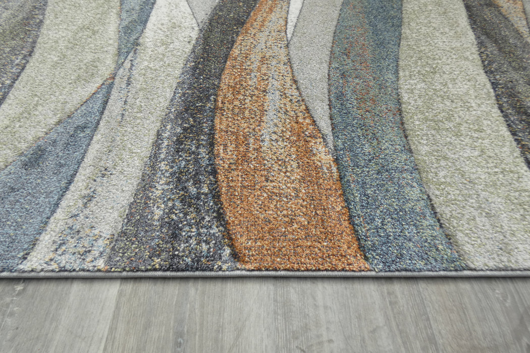 Coastal Strata Layered Wave Multi-Tonal Aroha Rug- Rugs Direct 