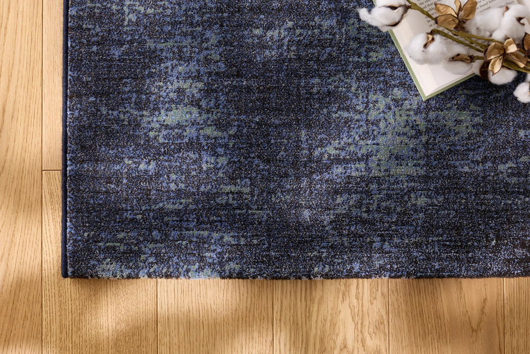 Modern Midnight Navy & Slate Blue Ombre Abstract Argentum Rug (63029-4656) - Rugs Direct