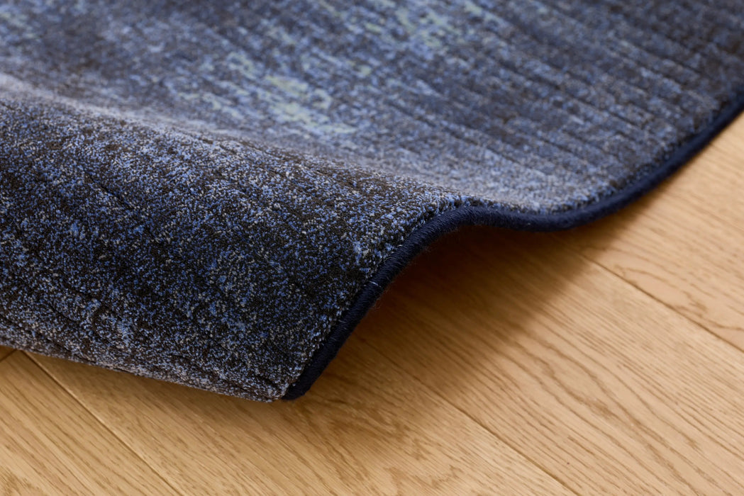 Modern Midnight Navy & Slate Blue Ombre Abstract Argentum Rug (63029-4656) - Rugs Direct