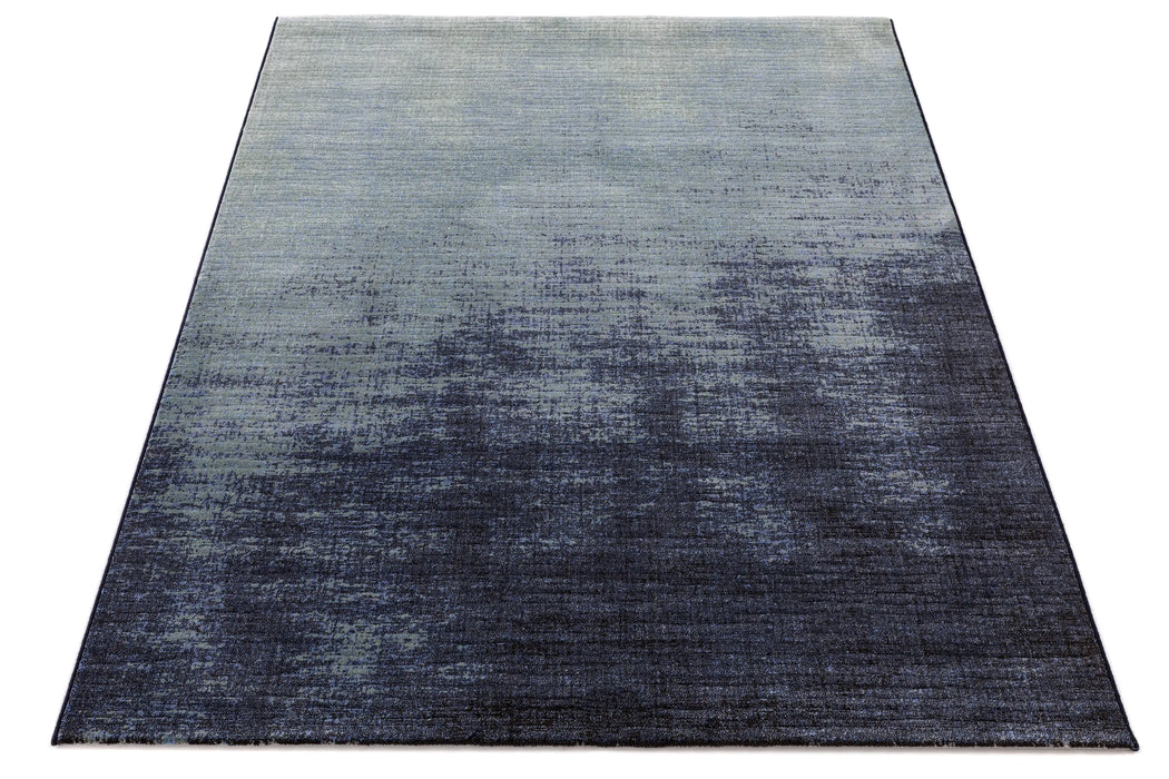 Modern Midnight Navy & Slate Blue Ombre Abstract Argentum Rug (63029-4656) - Rugs Direct