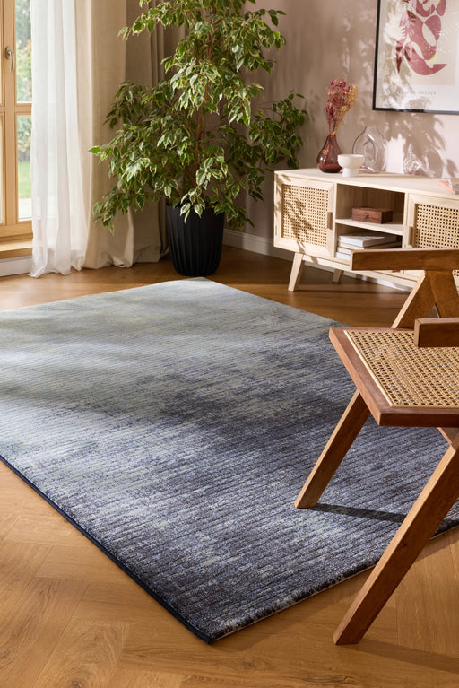 Modern Midnight Navy & Slate Blue Ombre Abstract Argentum Rug (63029-4656) - Rugs Direct
