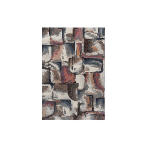 Contemporary Multi-Colour Cubist Block Argentum Rug Size: 160 x 230cm (63065-2626) - Rugs Direct