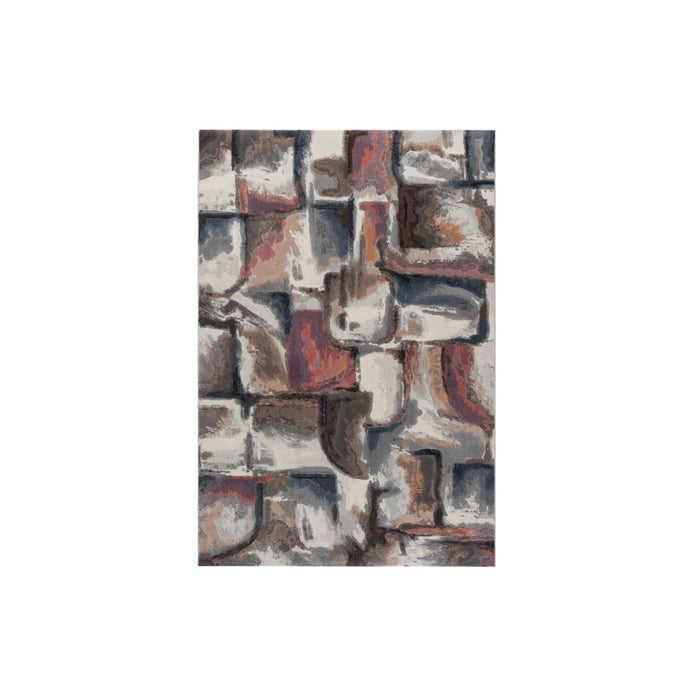 Contemporary Multi-Colour Cubist Block Argentum Rug Size: 160 x 230cm (63065-2626) - Rugs Direct