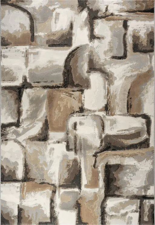 Abstract Geometric Stone Effect Argentum Rug Size: 200 x 290cm (63065-4243) - Rugs Direct