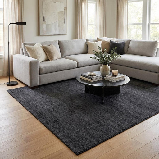 Minimalist Textured Charcoal Mist Argentum Rug Size: 200 x 290cm (63078-3676) - Rugs Direct