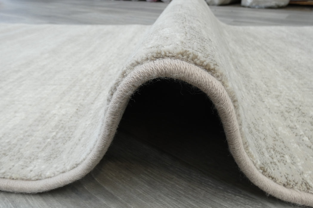 Minimalist Textured Moonlight Beige Argentum Hallway Runner Size: 80cm Wide x Cut to Order (63078-6575)- Rugs Direct 