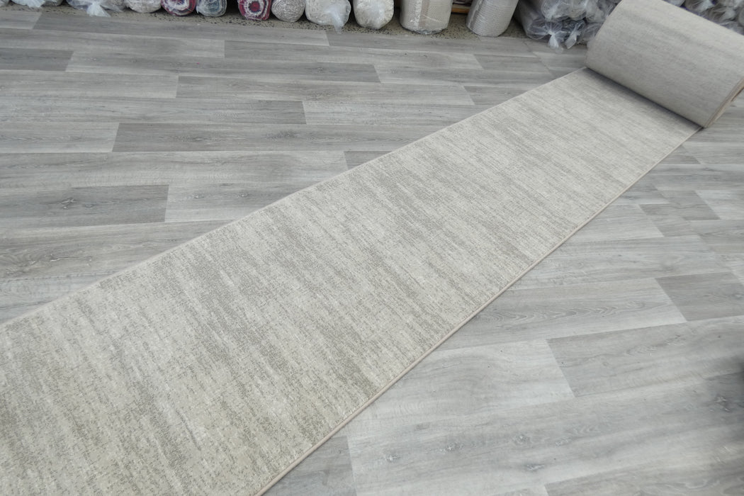 Minimalist Textured Moonlight Beige Argentum Hallway Runner Size: 80cm Wide x Cut to Order (63078-6575)- Rugs Direct 
