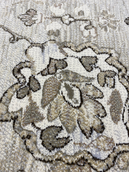 Traditional Distressed Floral Pattern Argentum Hallway Runner Size: 67cm wide x Cut to order - Rugs Direct