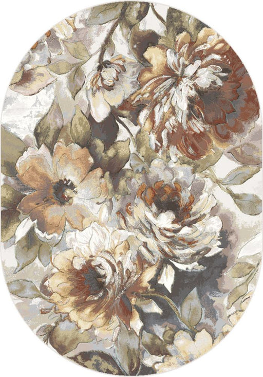 Floral Design Oval Argentum Rug (63421-4248) Size: 200 x290cm- Rugs Direct