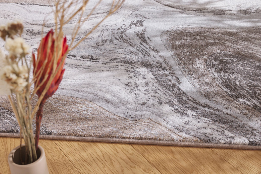 Abstract Sandstone Marble Pattern Argentum Rug (63436-9283) - Rugs Direct