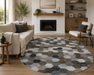 Hive Geometric Design Oval Argentum Rug (63456-6282) Size: 160 x230cm - Rugs Direct