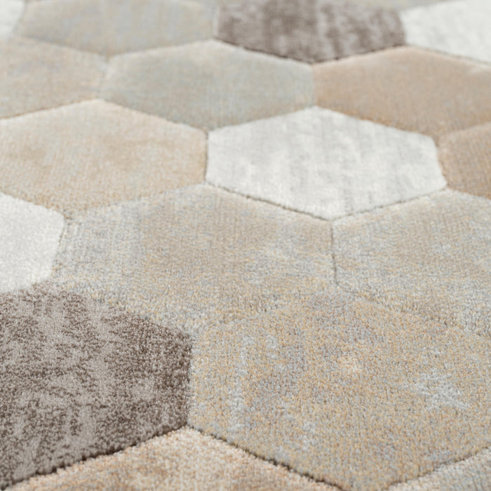 Hive Geometric Design Oval Argentum Rug Size: 200 x 290cm (63456-9293)