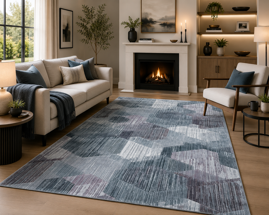 Abstract Design Argentum Rug Size: 160 x 230cm- Rugs Direct 