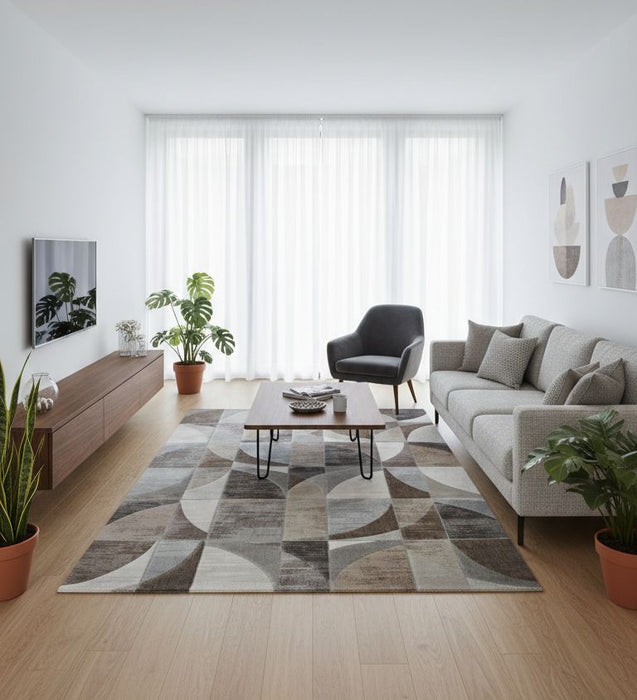 Modern Geometric Design Argentum Rug Size: 200 x 290cm-Rugs Direct