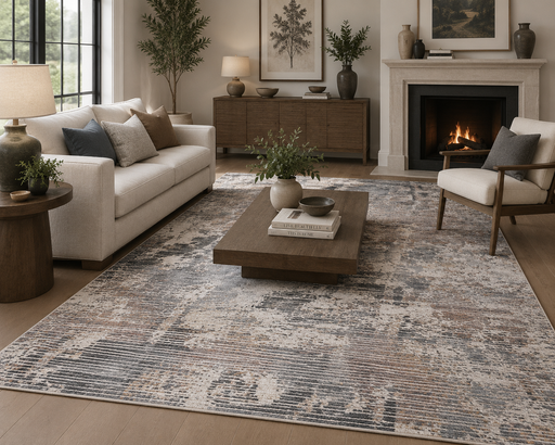 Modern Abstract Carved Design Argentum Rug - Rugs Direct