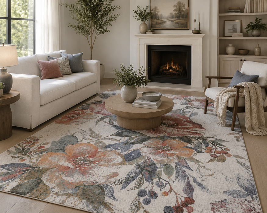 Botanical Paradise Design Argentum Rug - Rugs Direct