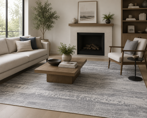 Modern Abstract Textured Argentum Rug Size: 200 x 290cm- Rugs Direct