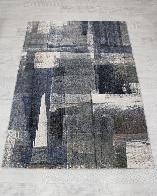 Blue Brush Stroke Modern Design Argentum Rug Size: 160 x 230cm- Rugs Direct